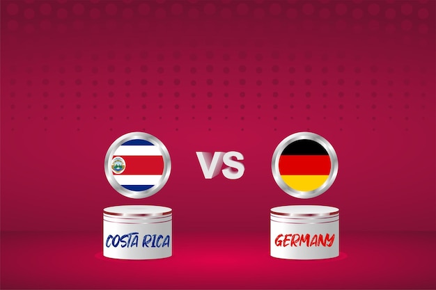 Fondo de la bandera del país Costa Rica vs Alemania Campeonato mundial de fútbol 2022 en Qatar