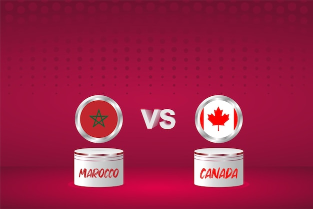 Fondo de la bandera del país Marruecos vs Canadá Campeonato mundial de fútbol 2022 en Qatar