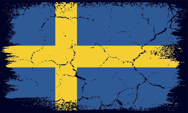 Fondo de bandera de Suecia de Grunge de diseño plano de Vector libre