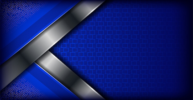 Vector fondo de banner abstracto azul moderno capa superpuesta con plata