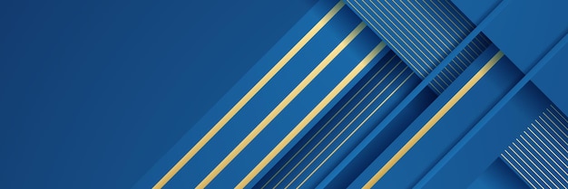 Fondo de banner abstracto azul y oro moderno