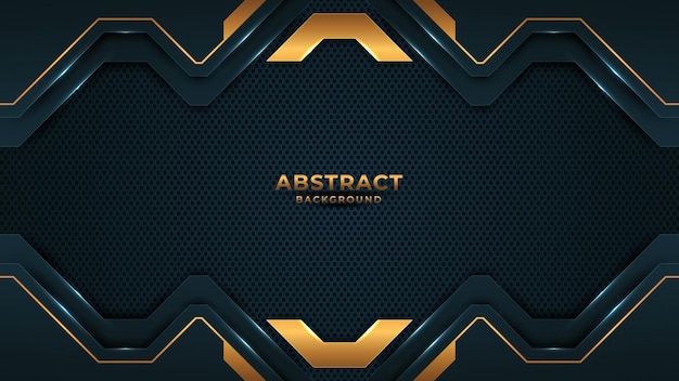 Fondo de banner abstracto con formas doradas Vector premium