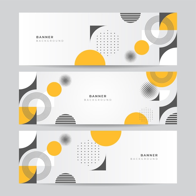 Fondo de banner abstracto geométrico negro y amarillo. Plantilla de fondo de patrón de banner de diseño gráfico abstracto de vector.
