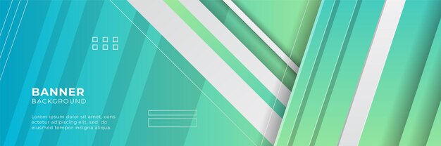 Fondo de banner ancho abstracto con formas geométricas, rayas, ondas y elementos digitales de tecnología