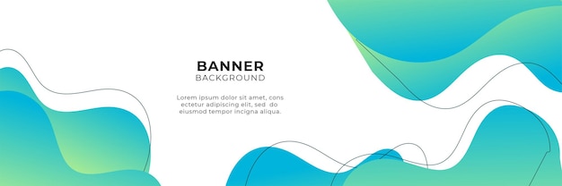 Fondo de banner ancho abstracto con formas geométricas, rayas, ondas y elementos digitales de tecnología