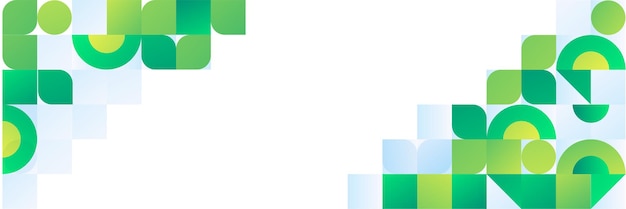 Fondo de banner ancho abstracto geométrico colorido bauhaus Memphis. Plantilla de fondo de patrón de banner de diseño gráfico abstracto de vector.