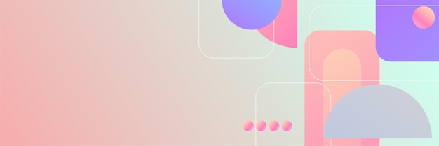 Fondo de banner ancho abstracto geométrico colorido bauhaus Memphis. Plantilla de fondo de patrón de banner de diseño gráfico abstracto de vector.
