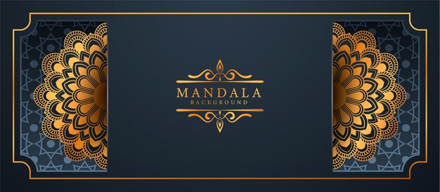 Fondo de banner de arabesco mandala de lujo