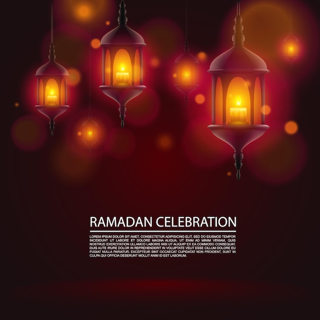 Fondo de banner de arte de celebración de Ramadán. Vector de fondo