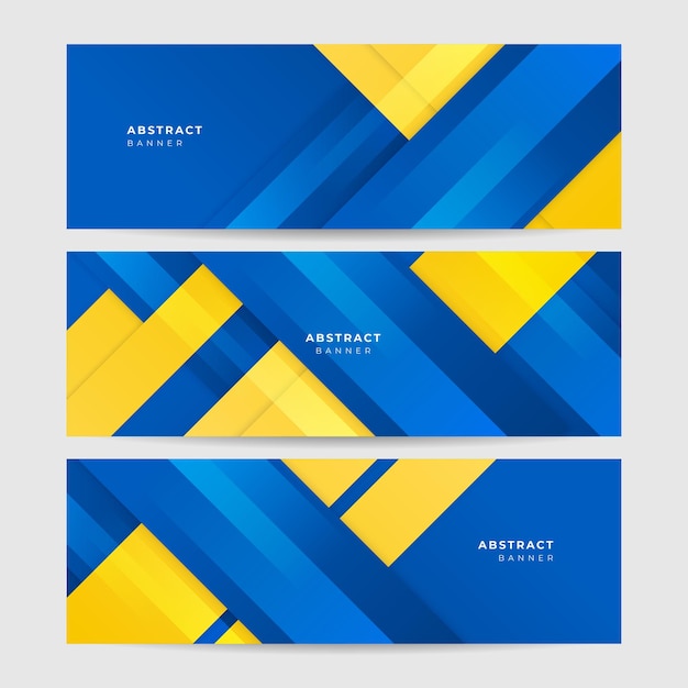 Fondo de banner azul con composición de color naranja y amarillo en abstracto Ilustración de plantilla de fondo de patrón de banner de diseño gráfico abstracto de vector