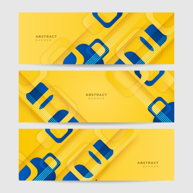 Fondo de banner azul con composición de color naranja y amarillo en abstracto Ilustración de plantilla de fondo de patrón de banner de diseño gráfico abstracto de vector