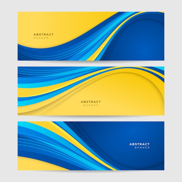 Fondo de banner azul con composición de color naranja y amarillo en abstracto Ilustración de plantilla de fondo de patrón de banner de diseño gráfico abstracto de vector