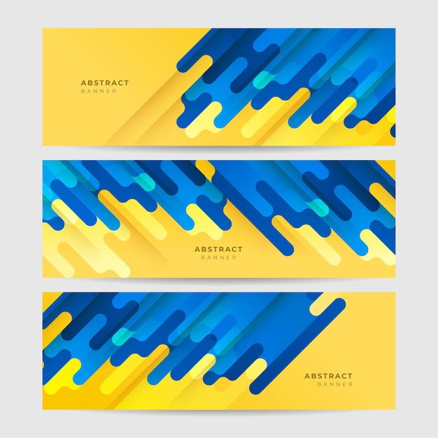 Fondo de banner azul con composición de color naranja y amarillo en abstracto Ilustración de plantilla de fondo de patrón de banner de diseño gráfico abstracto de vector