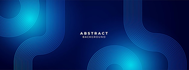 fondo de banner azul de malla de líneas brillantes de tecnología abstracta