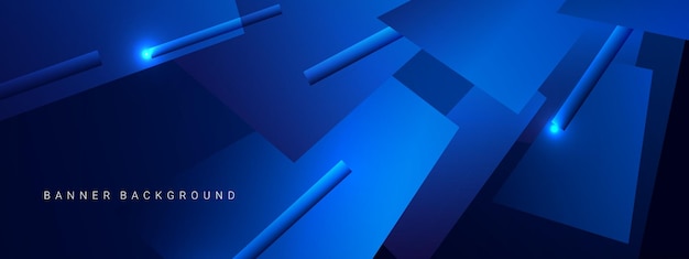 Fondo de banner brillante de líneas de movimiento degradado azul abstracto