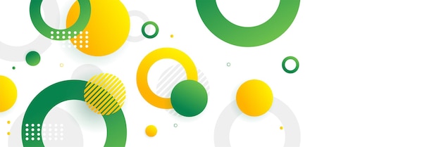 Fondo de banner de círculo verde y amarillo. Plantilla de fondo de patrón de banner de diseño gráfico abstracto de vector.