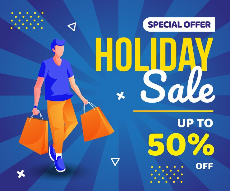 Vector fondo de banner de compras de venta de vacaciones
