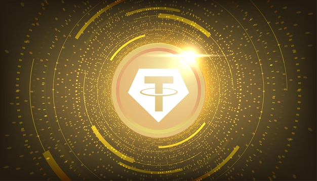 Fondo de banner de concepto de criptomoneda de moneda Tether Gold XAUT