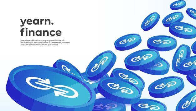 Fondo de banner de concepto de criptomoneda Yearnfinance YFI