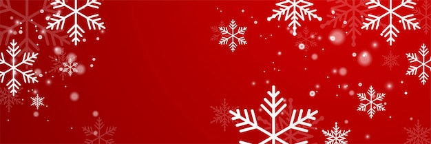 Fondo de banner de copo de nieve de navidad rojo y blanco con espacio de texto