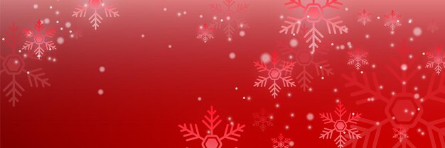 Fondo de banner de copo de nieve de navidad rojo y blanco con espacio de texto