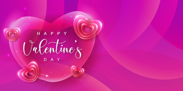 Fondo de banner de día de San Valentín de amor hermoso Efecto de corazón 3D multipropósito