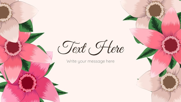 Fondo de banner floral horizontal decorado con borde de flores