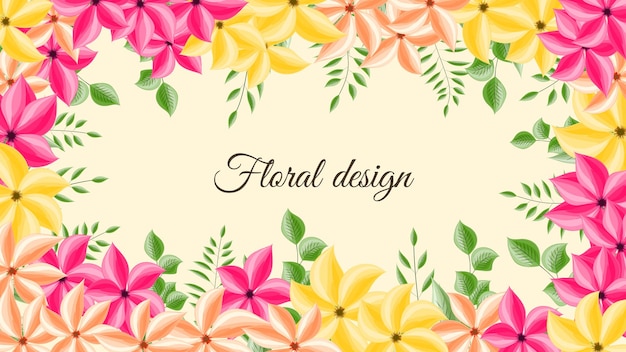 Fondo de banner floral horizontal decorado con flores alegres