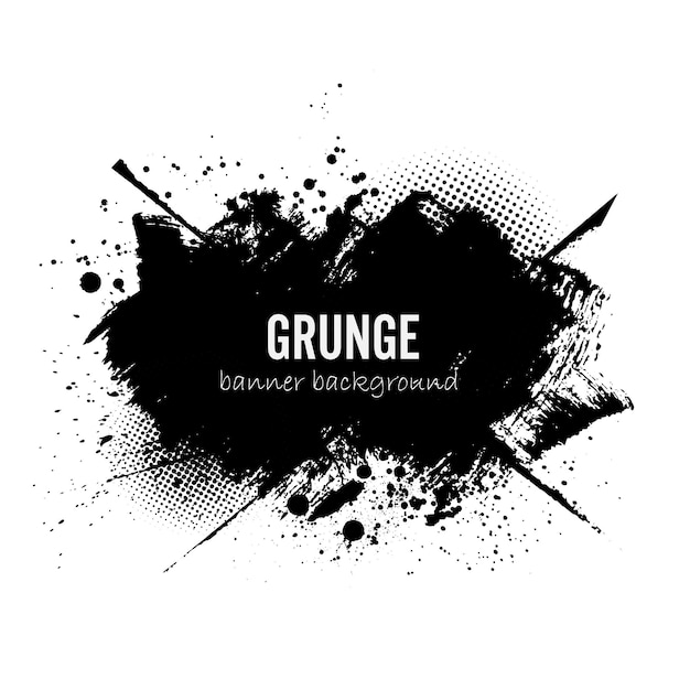 Fondo de banner de grunge de salpicaduras de pintura negra de vector