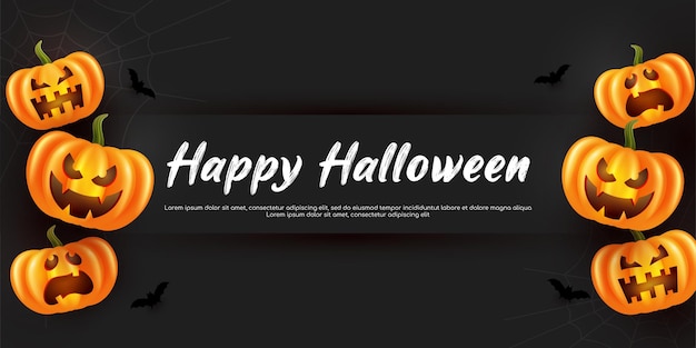 Fondo de banner de halloween de calabaza de miedo