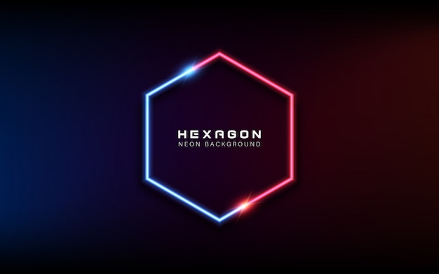 Fondo de banner hexagonal de luz de neón