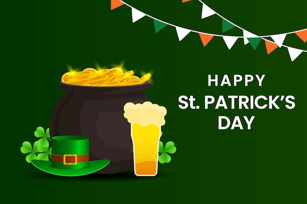 Fondo de banner horizontal de ilustración de feliz día de san patricio