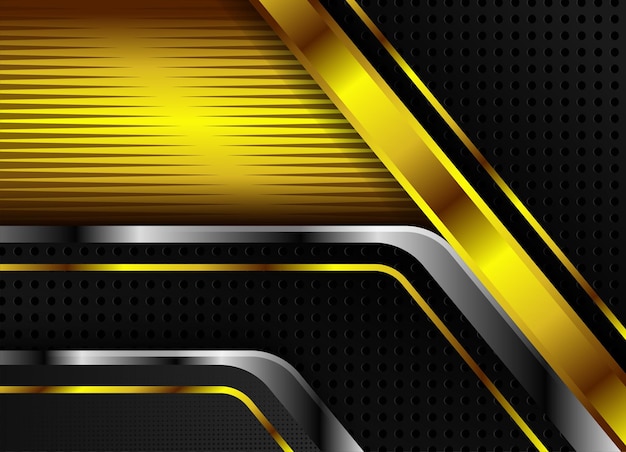Fondo de banner horizontal negro abstracto con semitono de punto circular y líneas marrones de patrón de línea