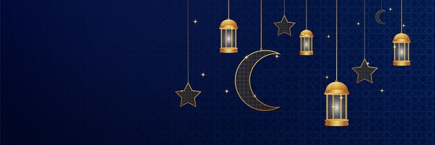 Fondo de banner horizontal de ramadan kareem Ilustración de vector de fondo de tarjeta de felicitación islámica de ramadan kareem