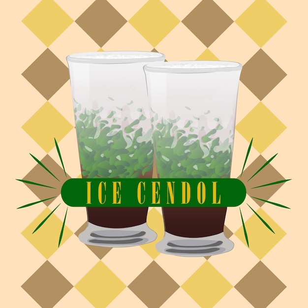 Vector fondo de banner de ilustrador de vector de cendol de hielo asiático