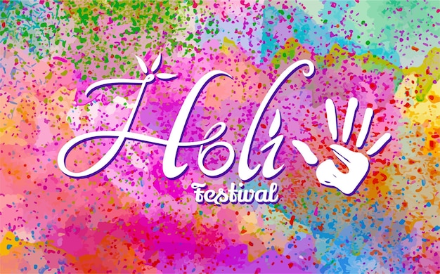 Vector fondo de banner de inscripción holi y salpicaduras de acuarela