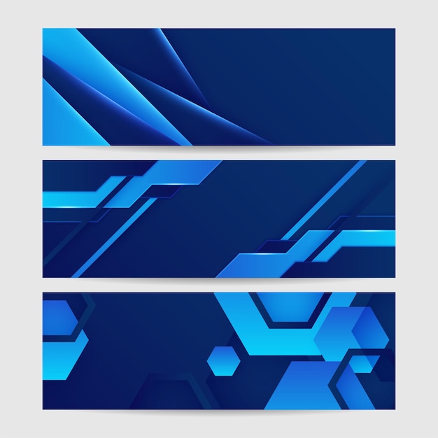 Fondo de banner largo de vector abstracto azul Gradiente abstracto moderno fondo de banner azul marino oscuro Diseño para plantilla de póster en la web telón de fondo folleto página de aterrizaje y seminario web