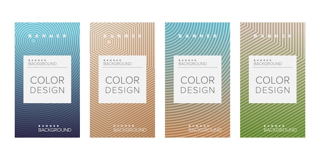 Fondo banner línea geométrica color diseño vector banner vertical conjunto
