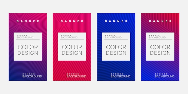 Fondo banner línea geométrica color diseño vector banner vertical conjunto