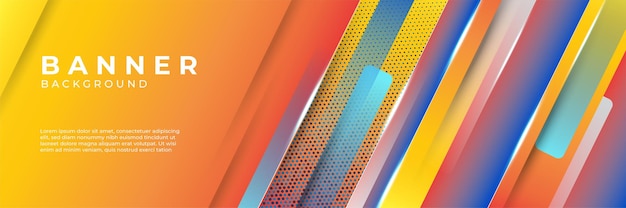 Fondo de banner moderno abstracto azul y orang