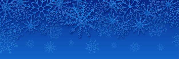 Fondo de banner de navidad azul con nieve