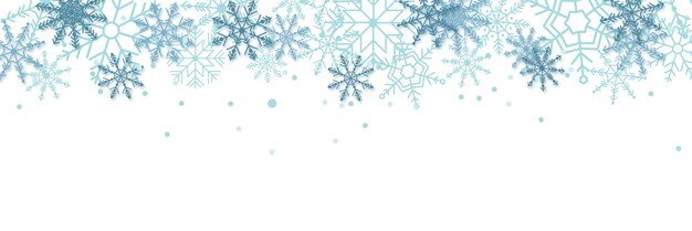 Fondo de banner de navidad azul con nieve