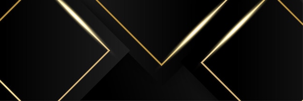 Fondo de banner negro y dorado. Plantilla de fondo de patrón de banner de diseño gráfico abstracto de vector.