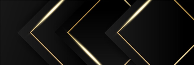 Fondo de banner negro y dorado. Plantilla de fondo de patrón de banner de diseño gráfico abstracto de vector.