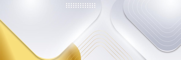 Fondo de banner de oro blanco de forma geométrica abstracta con luz y sombra en capas 3d