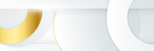 Vector fondo de banner de oro blanco de forma geométrica abstracta con luz y sombra en capas 3d