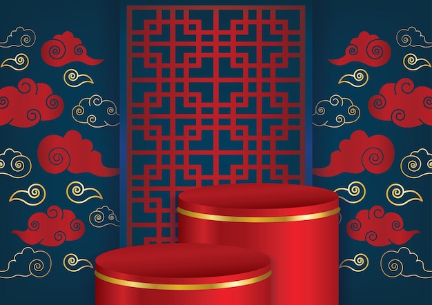 fondo de banner de podio de exhibición de año nuevo chino