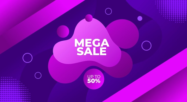 Fondo de banner púrpura degradado mega venta