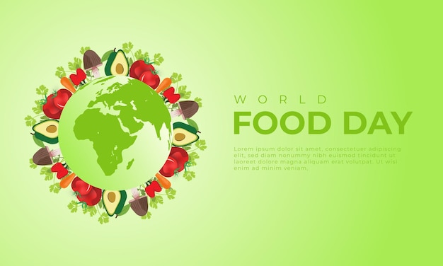 Fondo de banner de redes sociales del día mundial de la alimentación y plantilla de diseño de ilustración de verduras verdes