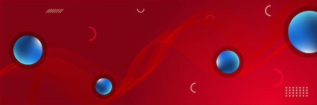 Fondo de banner rojo abstracto con capas superpuestas 3d y formas de onda